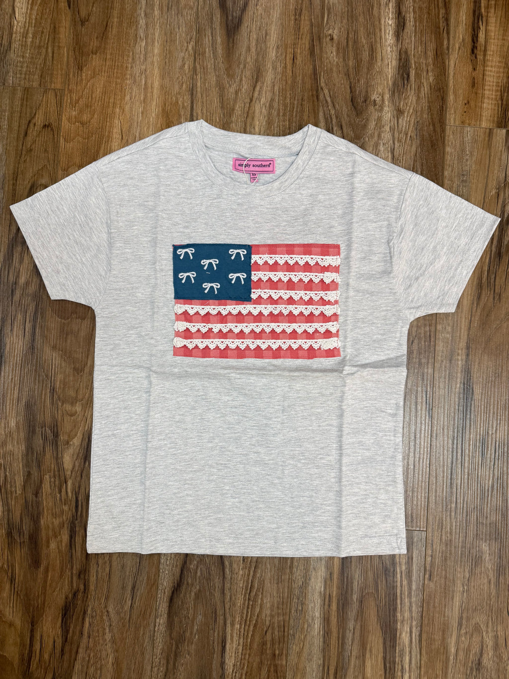 Simply Southern Flag Tee with Bow Applique