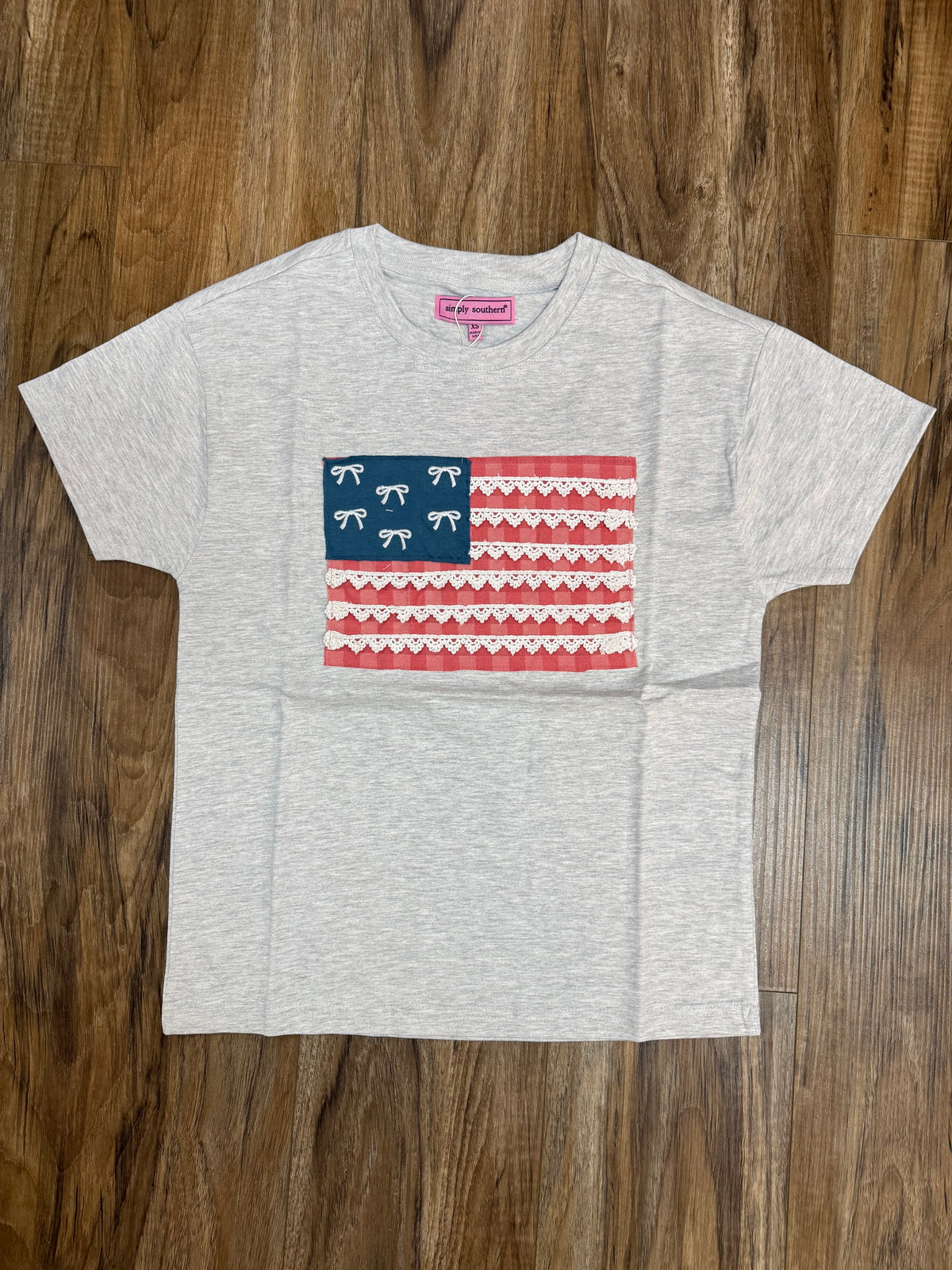 Simply Southern Flag Tee with Bow Applique