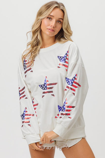 AMERICAN FLAG SEQUIN STAR PULLOVER