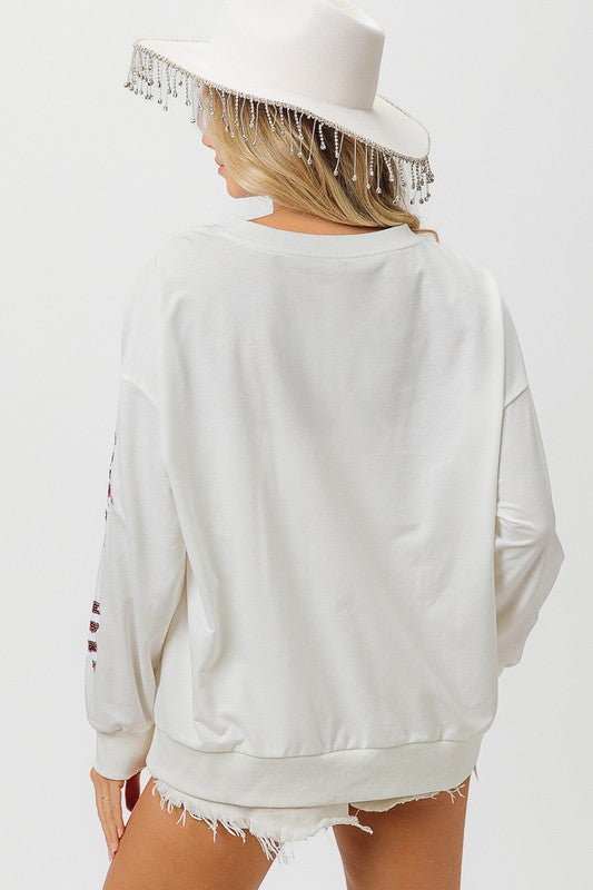 AMERICAN FLAG SEQUIN STAR PULLOVER