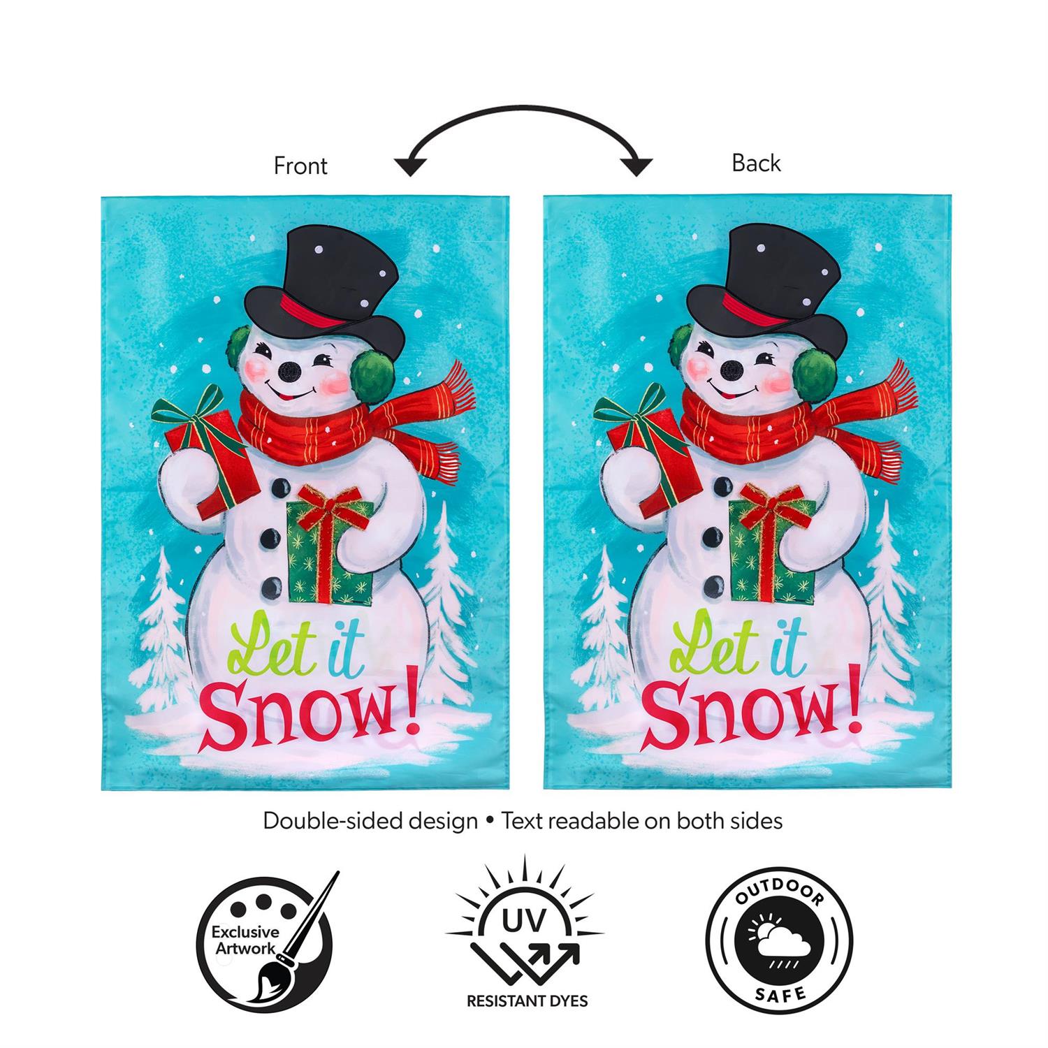 Heartfelt Cheer Snowman Applique Flag