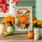 Vintage Welcome Autumn Applique Flag