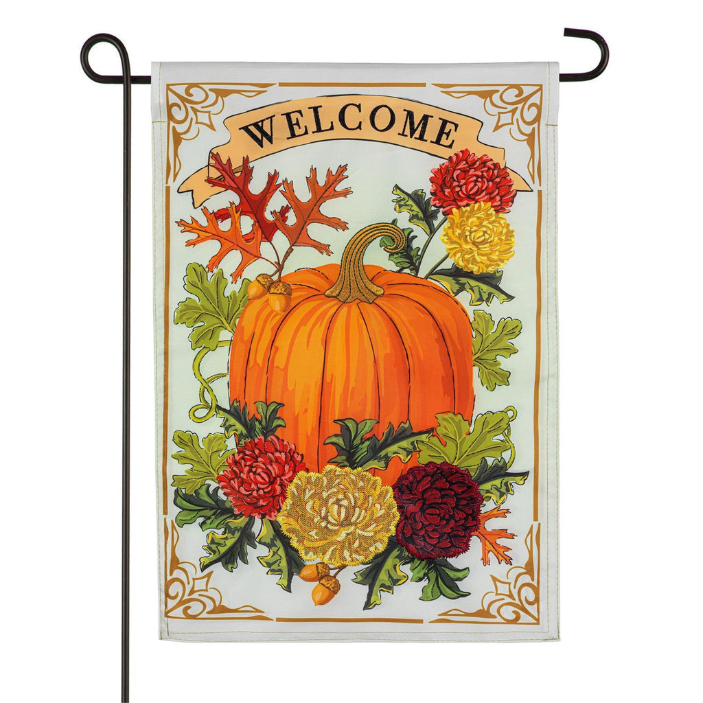 Vintage Welcome Autumn Applique Flag