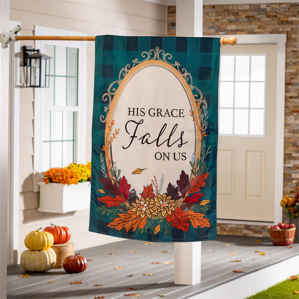 His Grace Falls On Us Applique Flag House