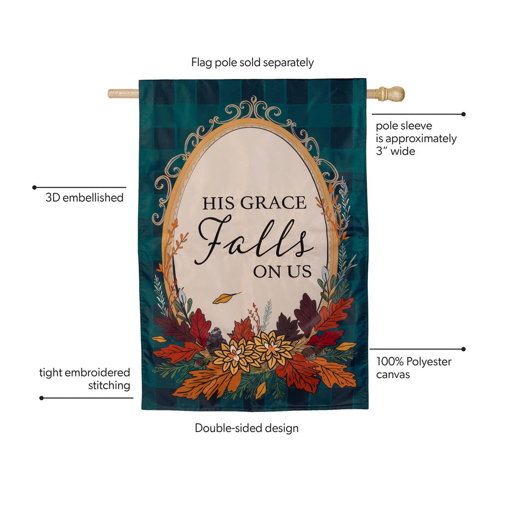 His Grace Falls On Us Applique Flag House