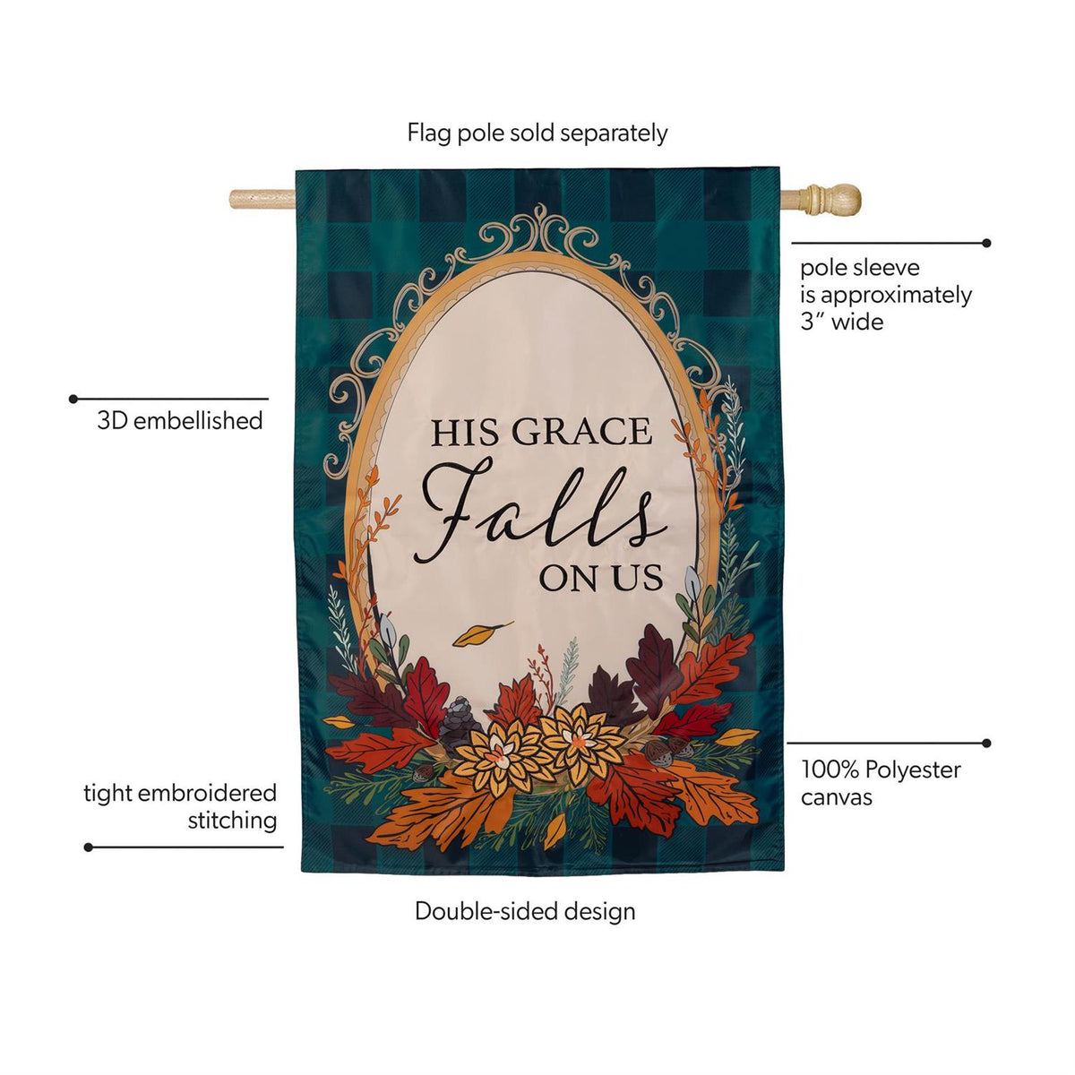 His Grace Falls On Us Applique Flag House