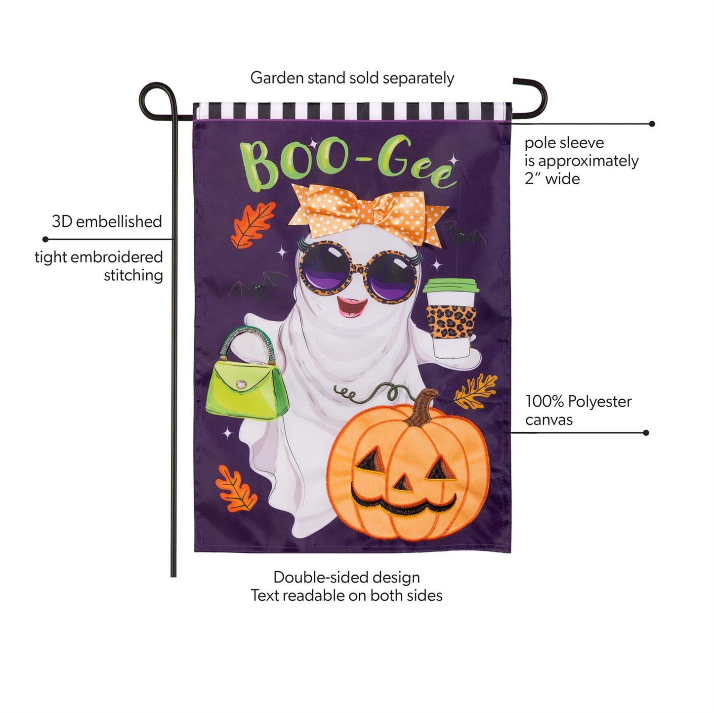 Boo-Gee Ghost Applique Flag