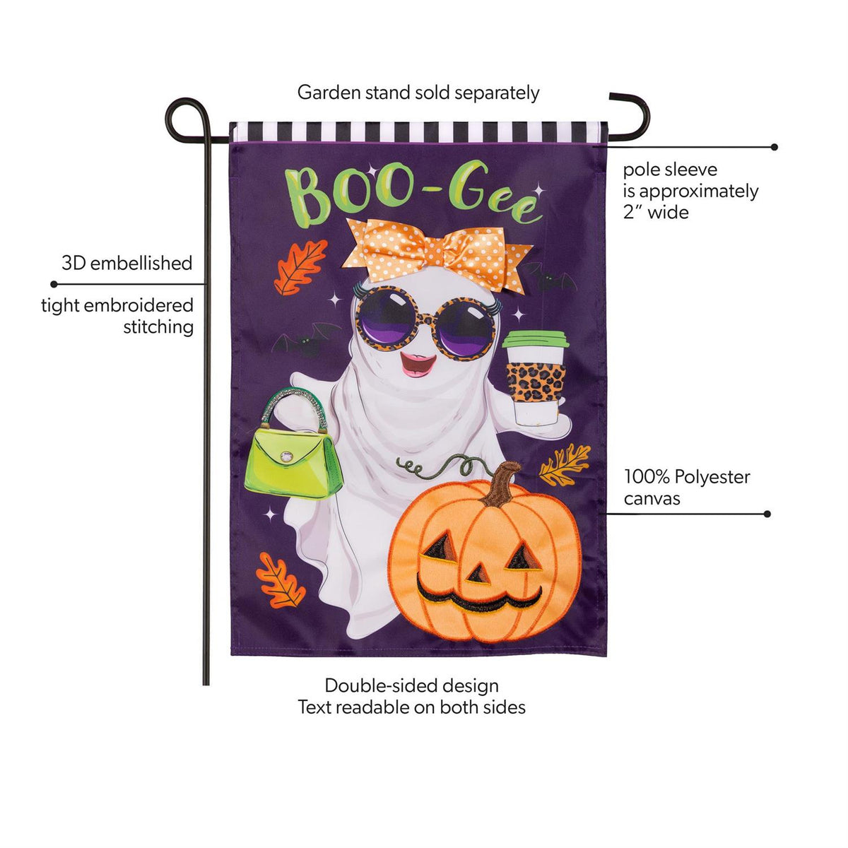 Boo-Gee Ghost Applique Flag