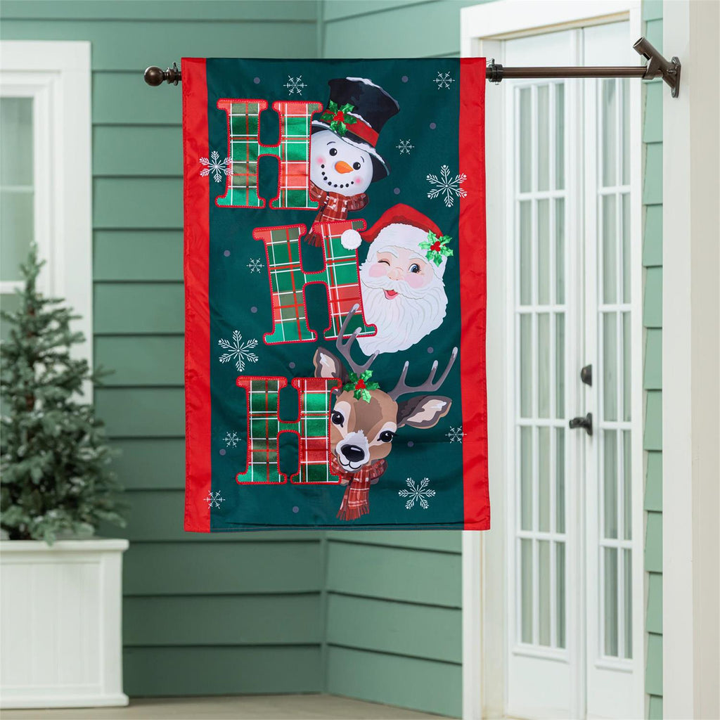 Ho Ho Ho Christmas Icons Applique Flag