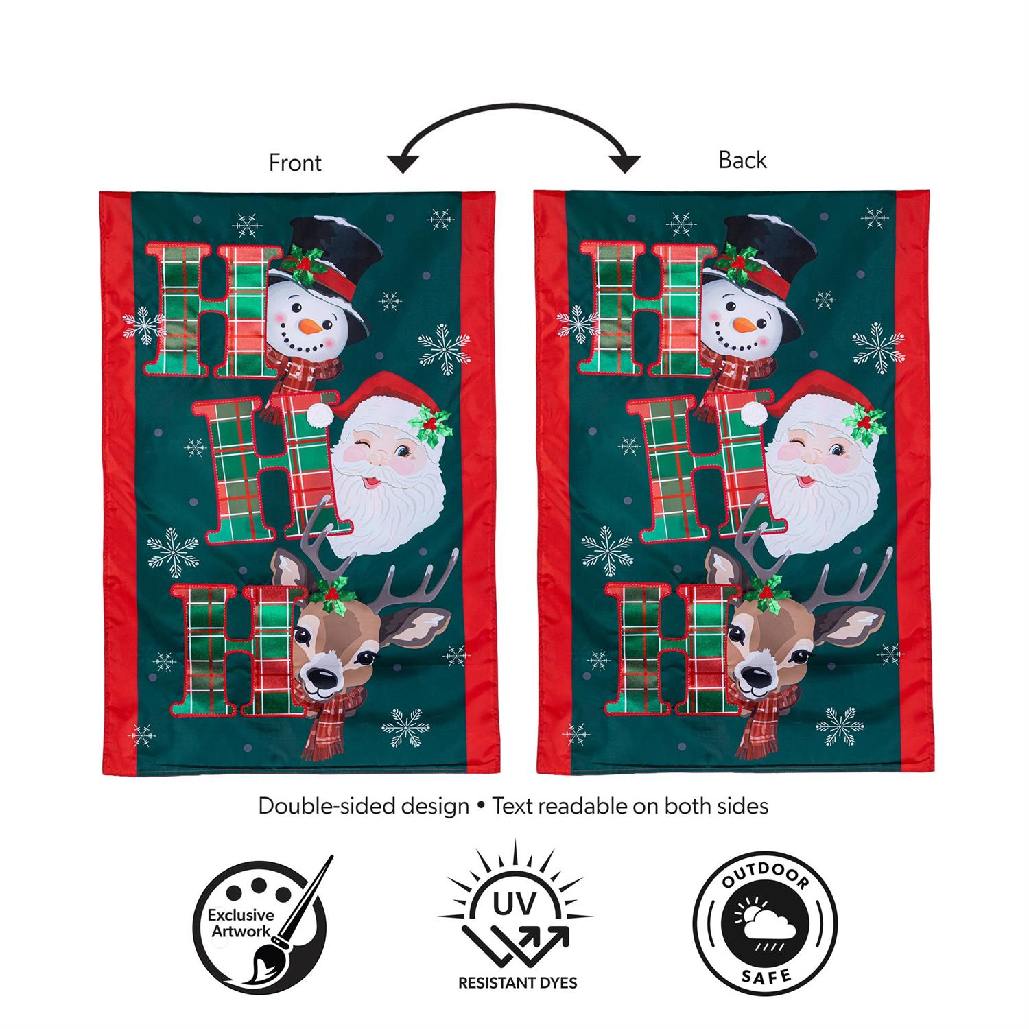Ho Ho Ho Christmas Icons Applique Flag
