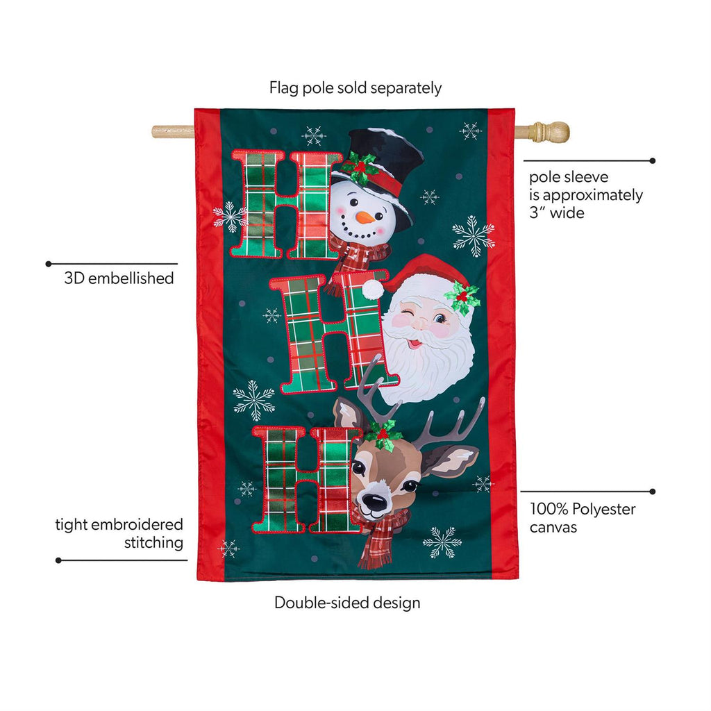 Ho Ho Ho Christmas Icons Applique Flag