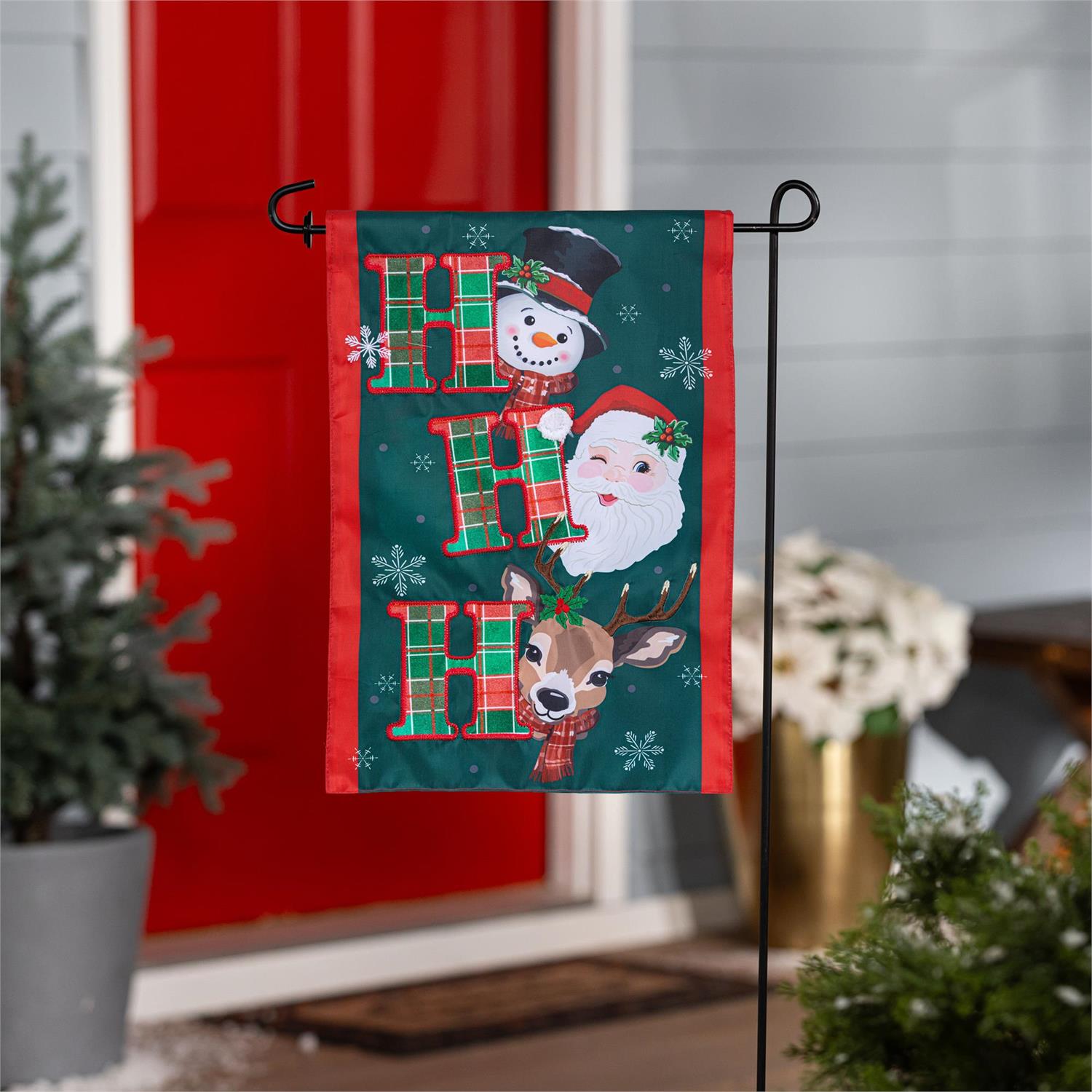 Ho Ho Ho Christmas Icons Applique Flag