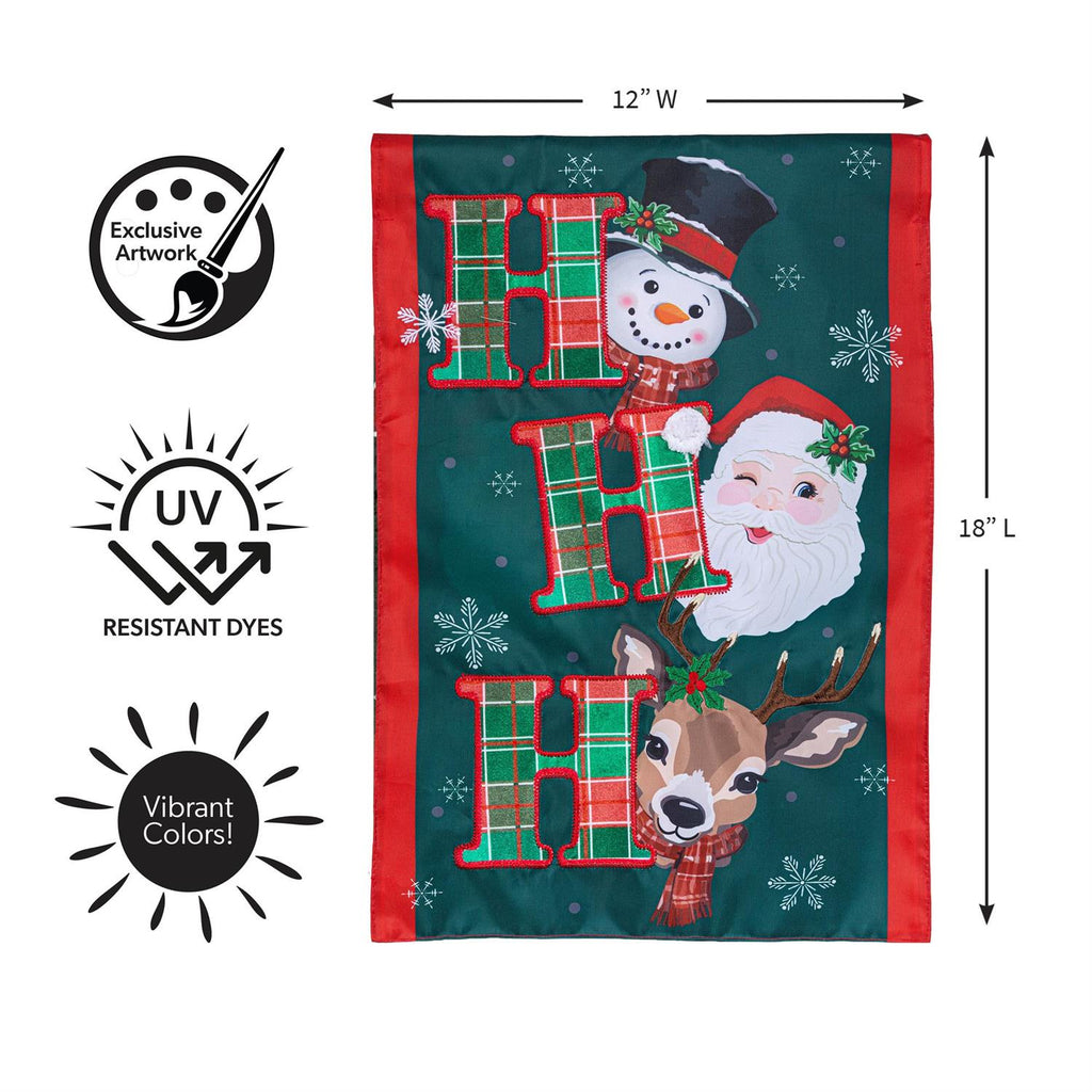 Ho Ho Ho Christmas Icons Applique Flag