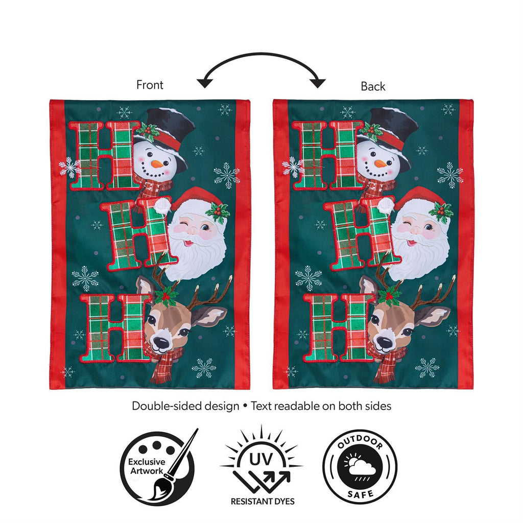 Ho Ho Ho Christmas Icons Applique Flag