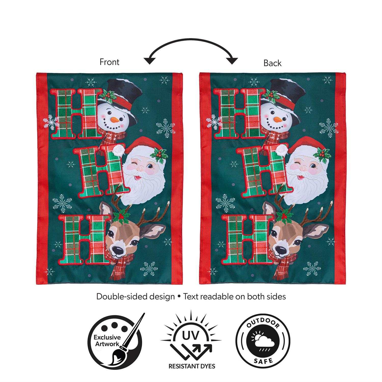 Ho Ho Ho Christmas Icons Applique Flag