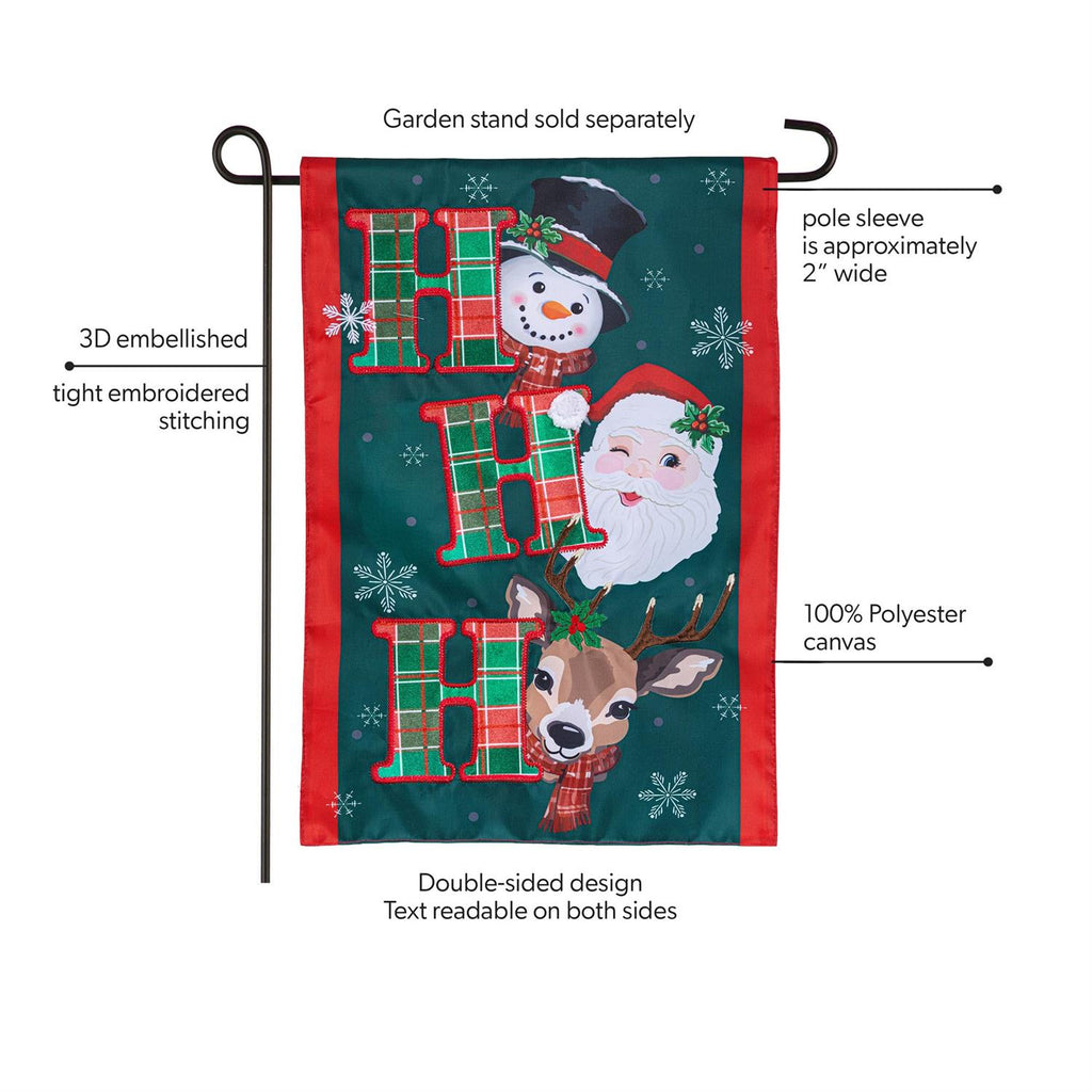 Ho Ho Ho Christmas Icons Applique Flag