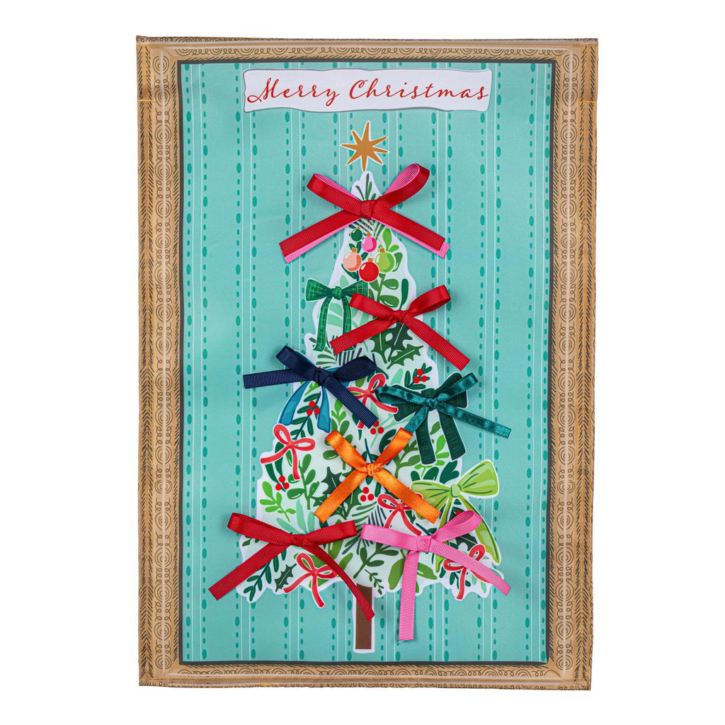 Bowtiful Christmas Tree Applique Flag