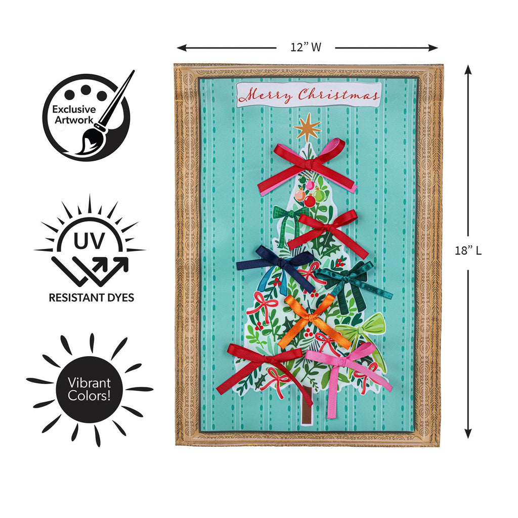 Bowtiful Christmas Tree Applique Flag