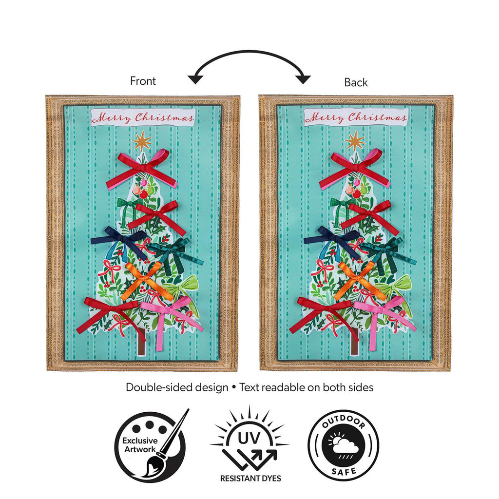 Bowtiful Christmas Tree Applique Flag