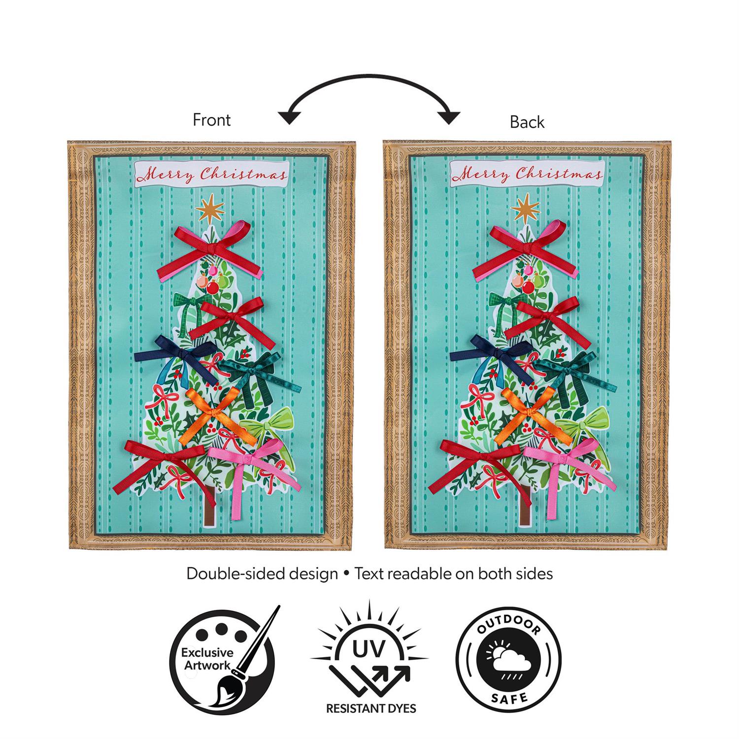 Bowtiful Christmas Tree Applique Flag
