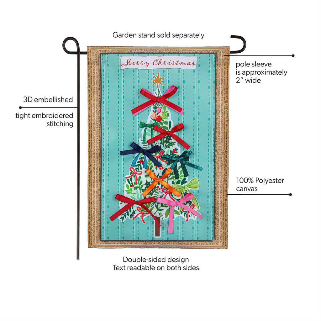 Bowtiful Christmas Tree Applique Flag