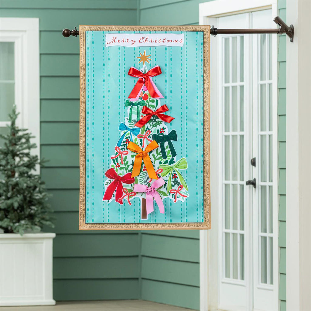 Bowtiful Christmas Tree Applique Flag