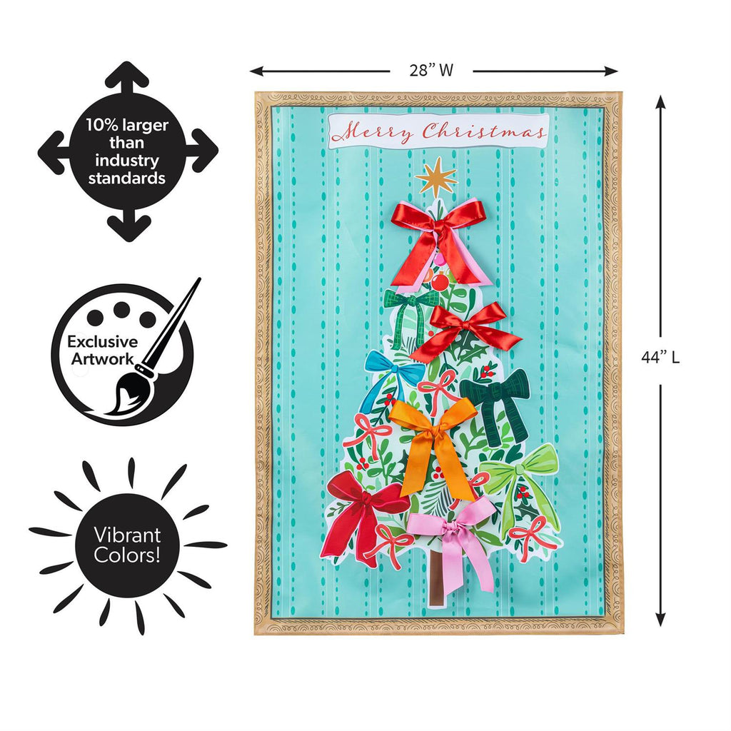 Bowtiful Christmas Tree Applique Flag