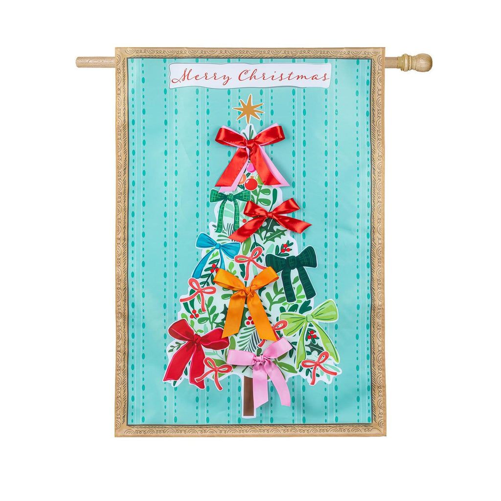 Bowtiful Christmas Tree Applique Flag