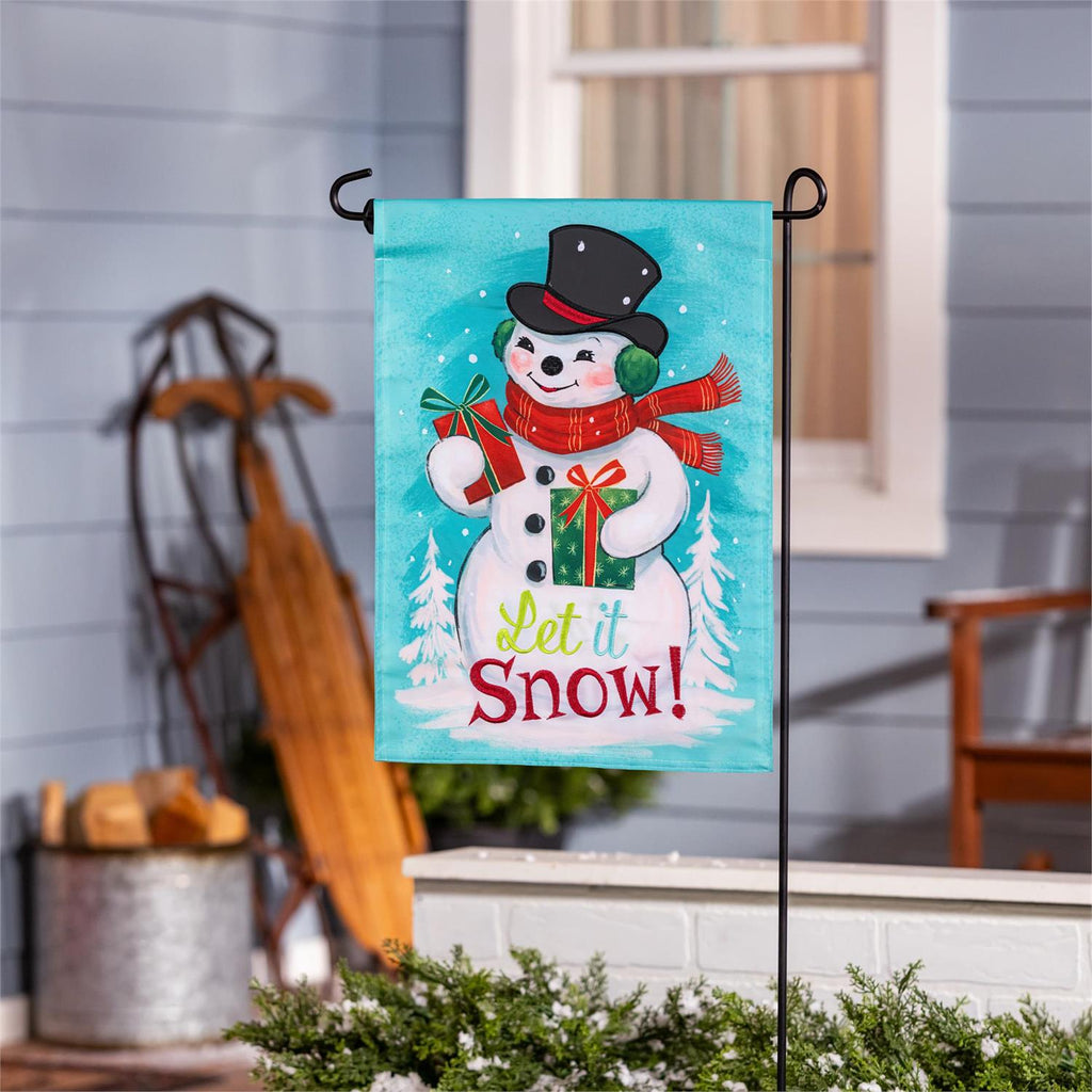 Heartfelt Cheer Snowman Applique Flag