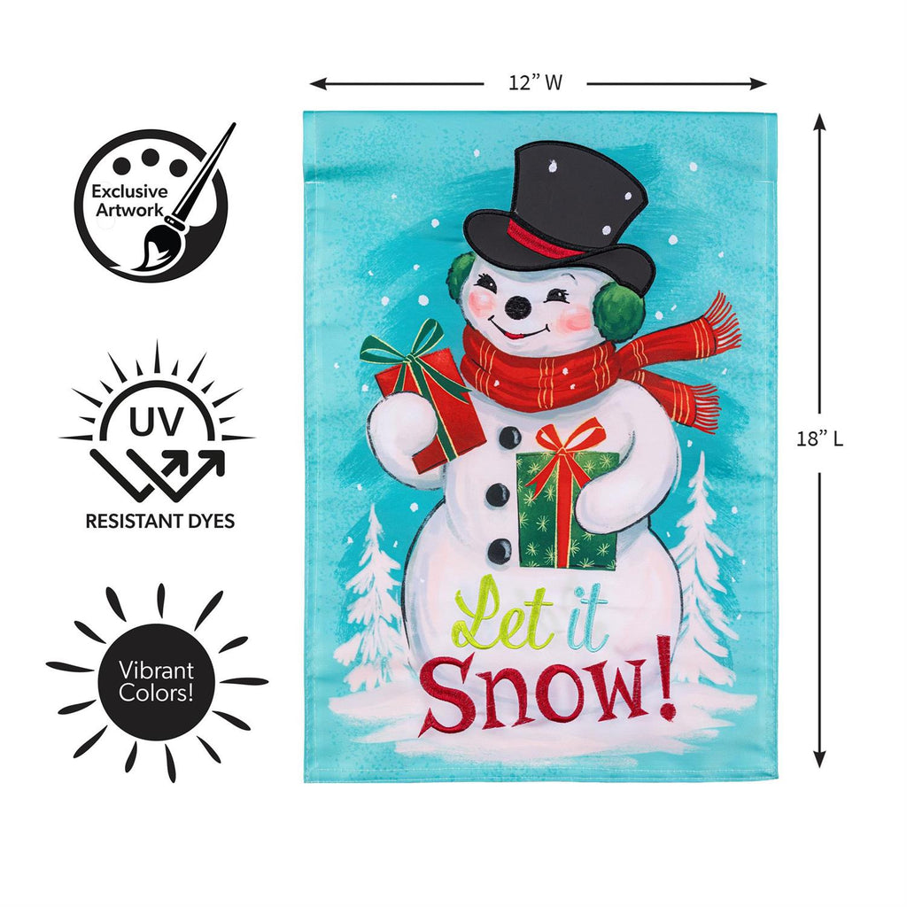 Heartfelt Cheer Snowman Applique Flag