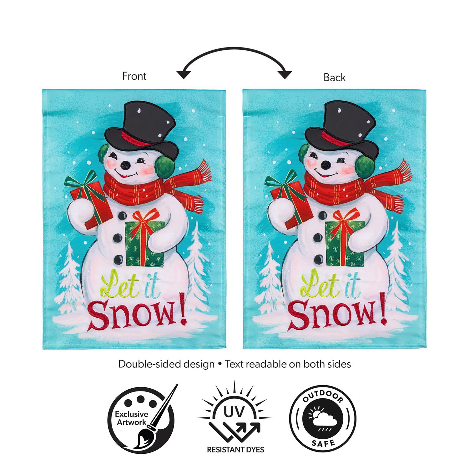Heartfelt Cheer Snowman Applique Flag
