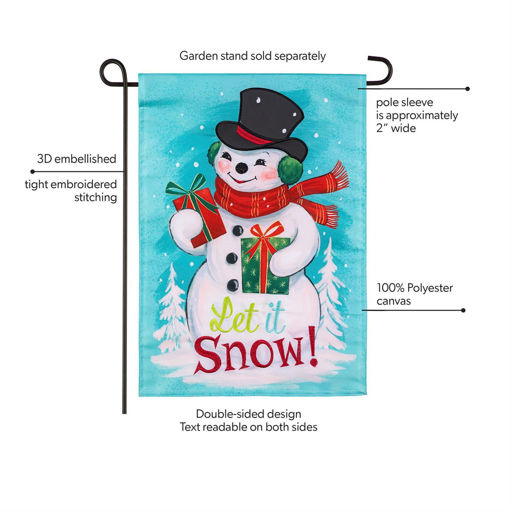 Heartfelt Cheer Snowman Applique Flag