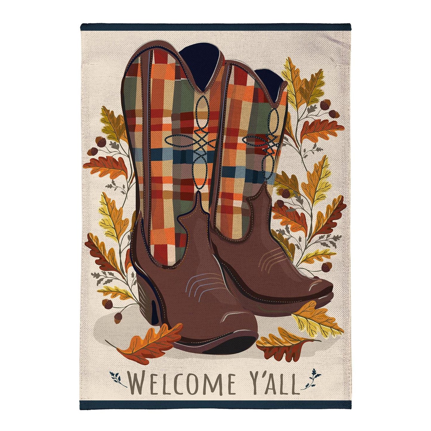 Fall Cowboy Boots Burlap Flag