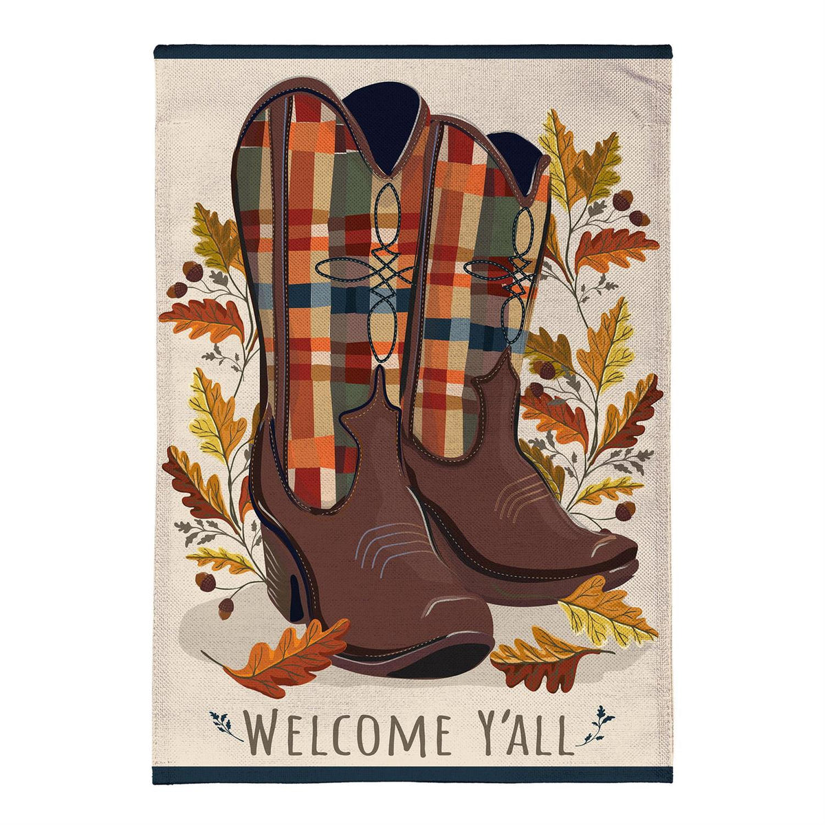 Fall Cowboy Boots Burlap Flag