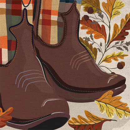 Fall Cowboy Boots Burlap Flag