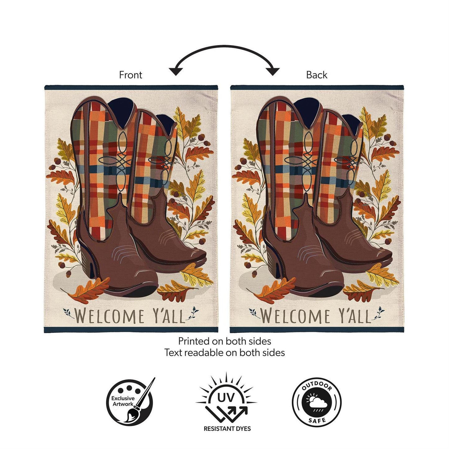 Fall Cowboy Boots Burlap Flag