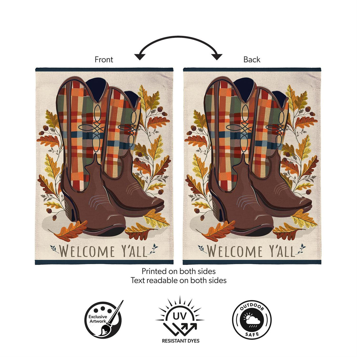 Fall Cowboy Boots Burlap Flag