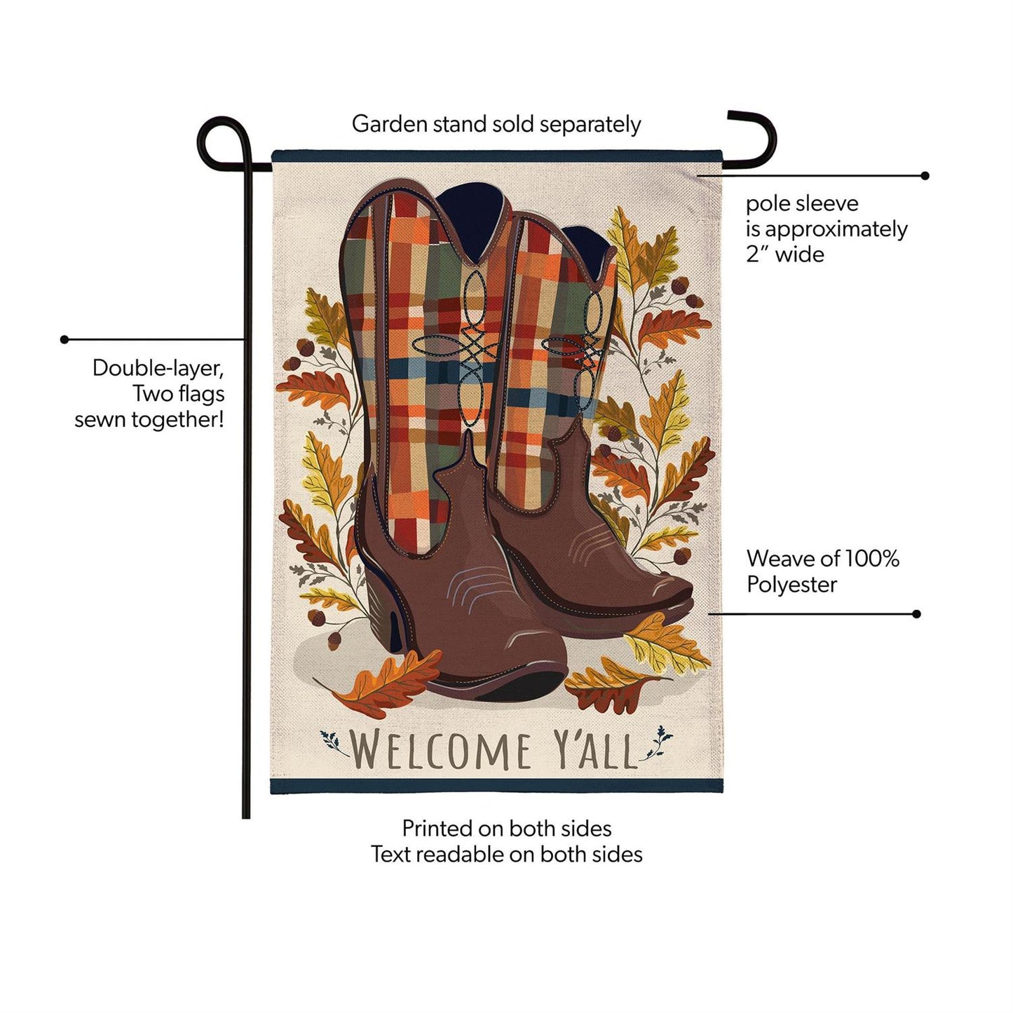 Fall Cowboy Boots Burlap Flag