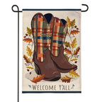 Fall Cowboy Boots Burlap Flag
