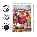 Holly Homestead Cozy Hens Burlap Flag