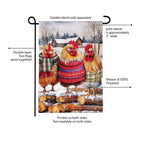 Holly Homestead Cozy Hens Burlap Flag