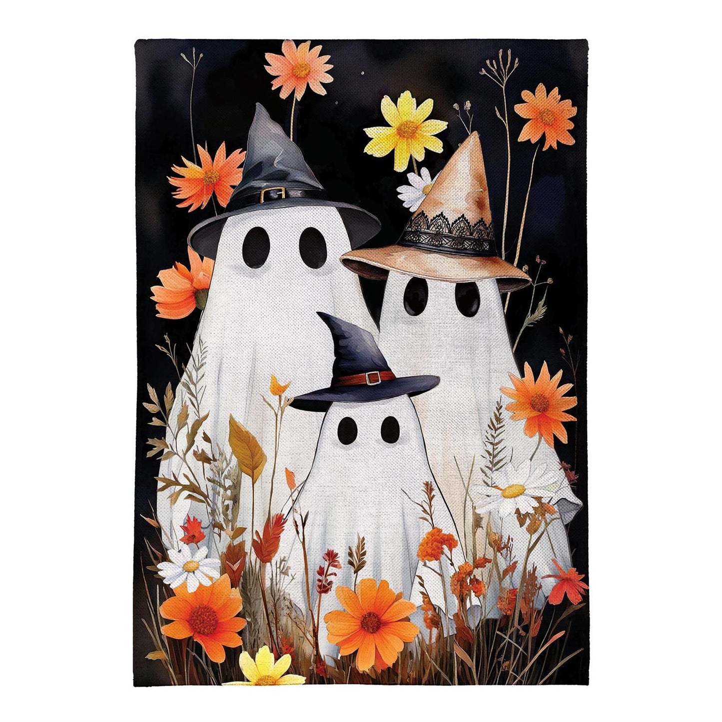 Halloween Ghost Family Burlap Flag