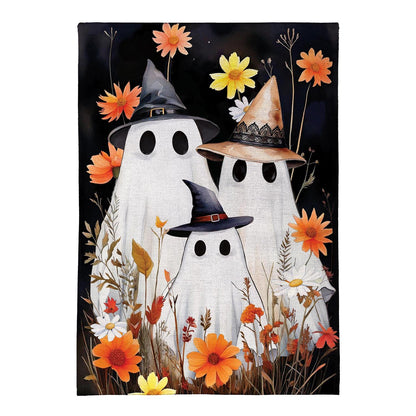 Halloween Ghost Family Burlap Flag