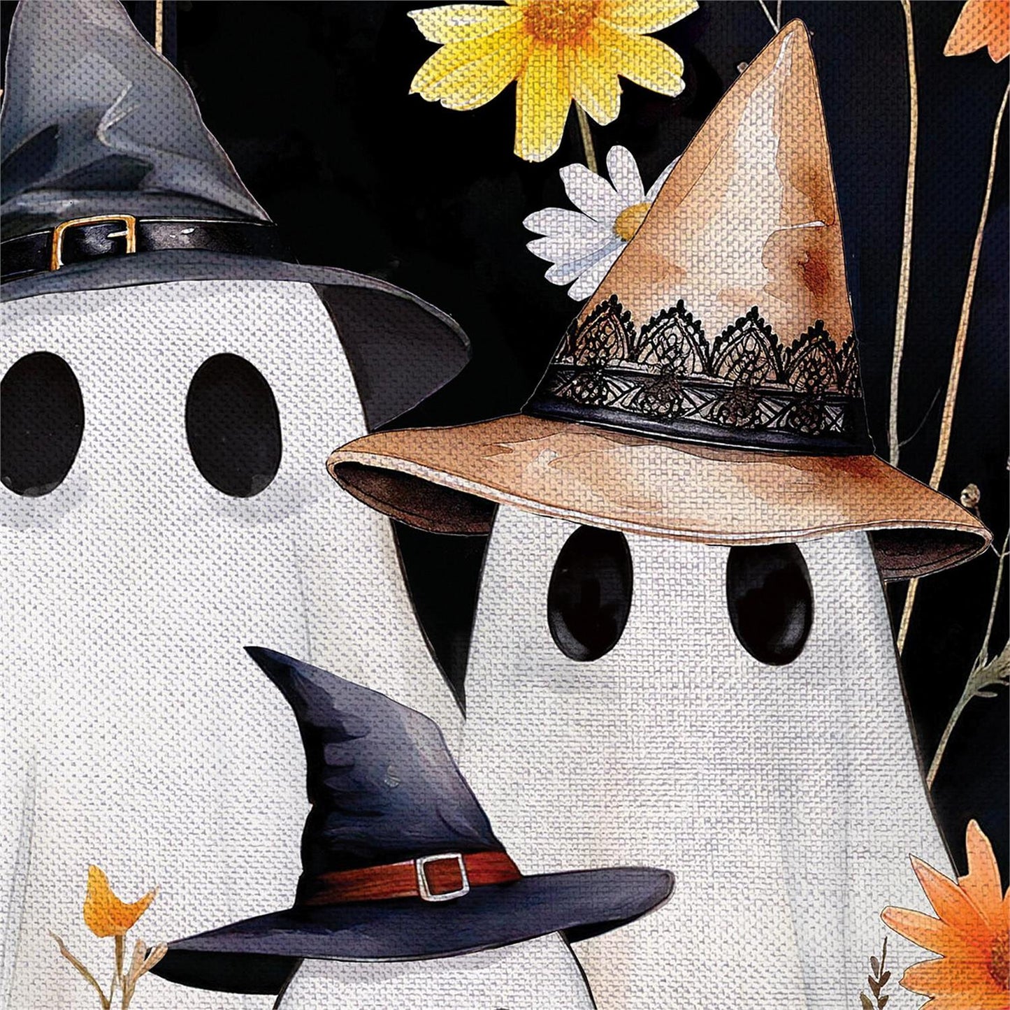 Halloween Ghost Family Burlap Flag