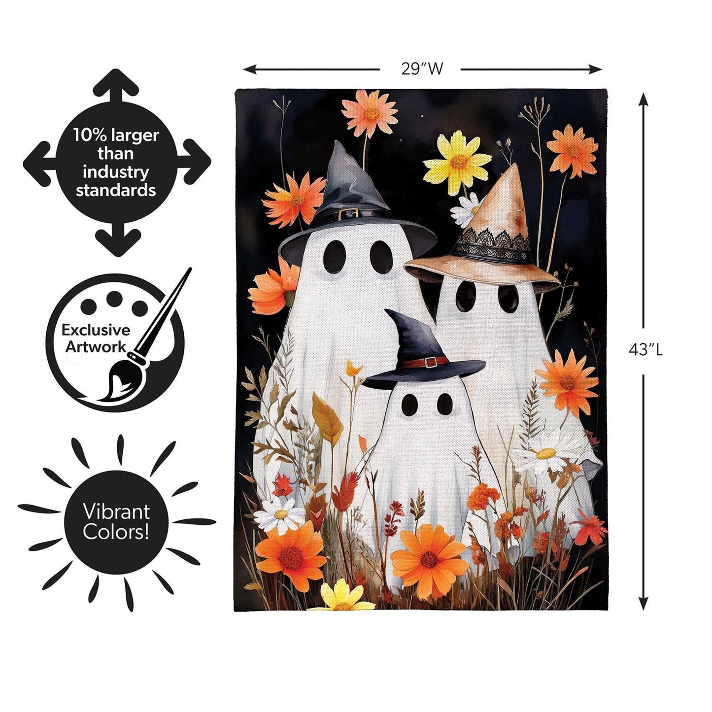 Halloween Ghost Family Burlap Flag