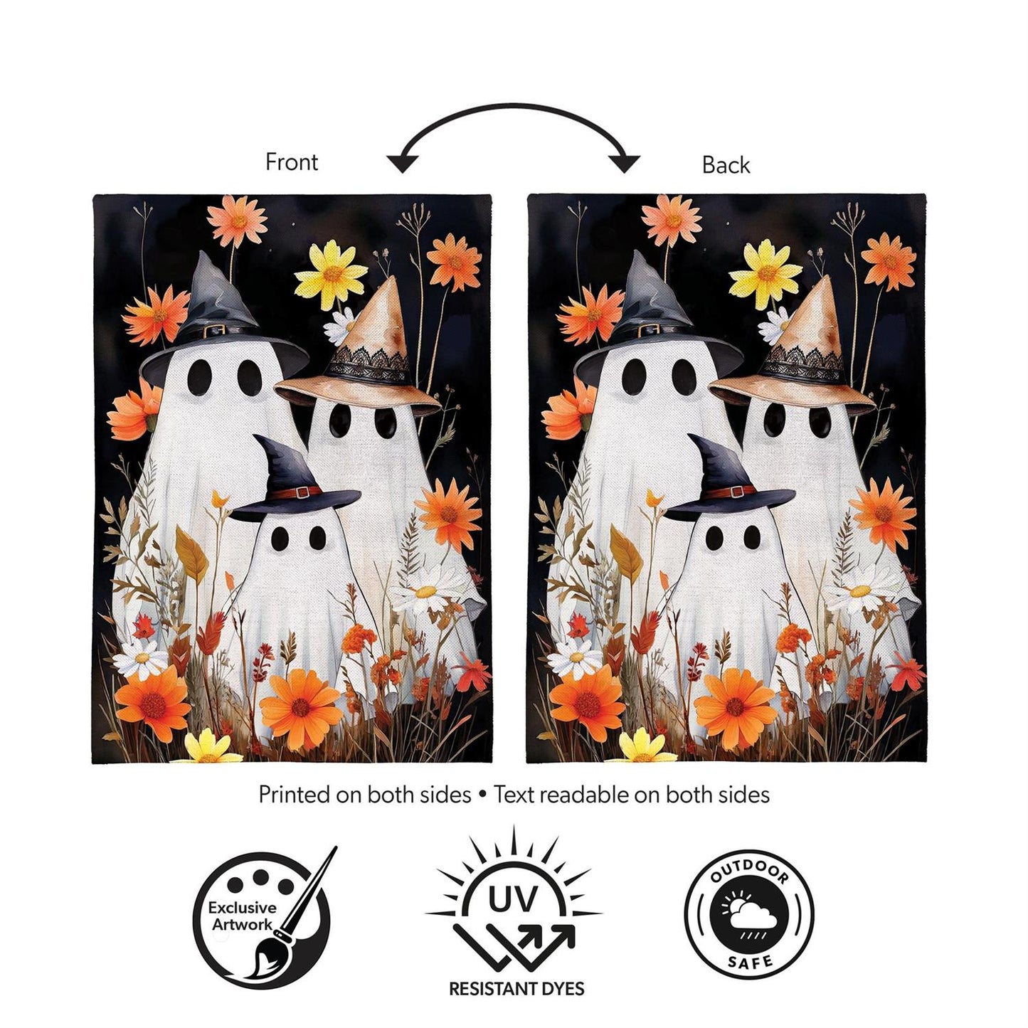 Halloween Ghost Family Burlap Flag