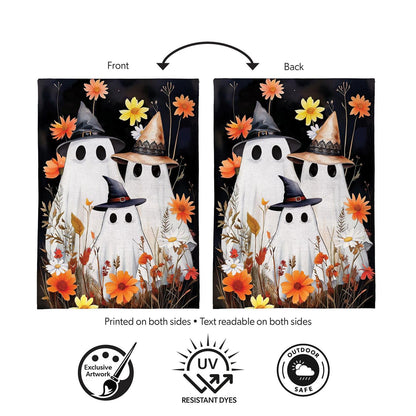 Halloween Ghost Family Burlap Flag