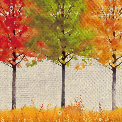 Hello Fall Autumn Trees Burlap Flag