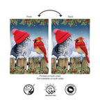 Kitten & Cardinal Winter Friends Burlap Flag