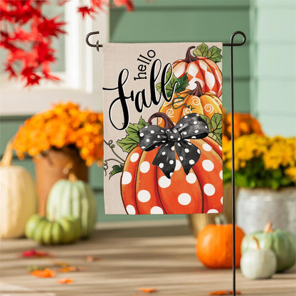 Patterned Pumpkins Burlap Flag